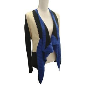 Mona Leah Couture Sweater Wrap Cardigan Color Block Large